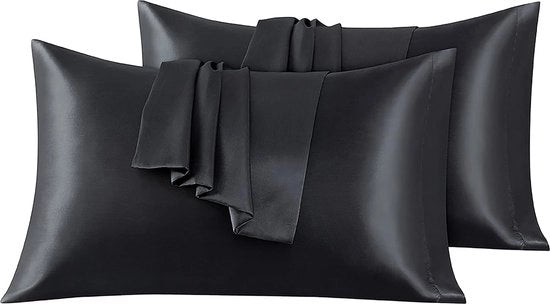 Set di 2 Copriorecchio Satin 50 x 75 cm, morbidi e ziodi, cuscino letto, chiusura a imbuto, antimicotico e ipoallergenico, protezione capelli e pelle contro le rughe