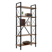 Libreria Suriel, Scaffale da ufficio, Mobile portalibri, Biblioteca, 90x34 h180 cm, Pino e Nero