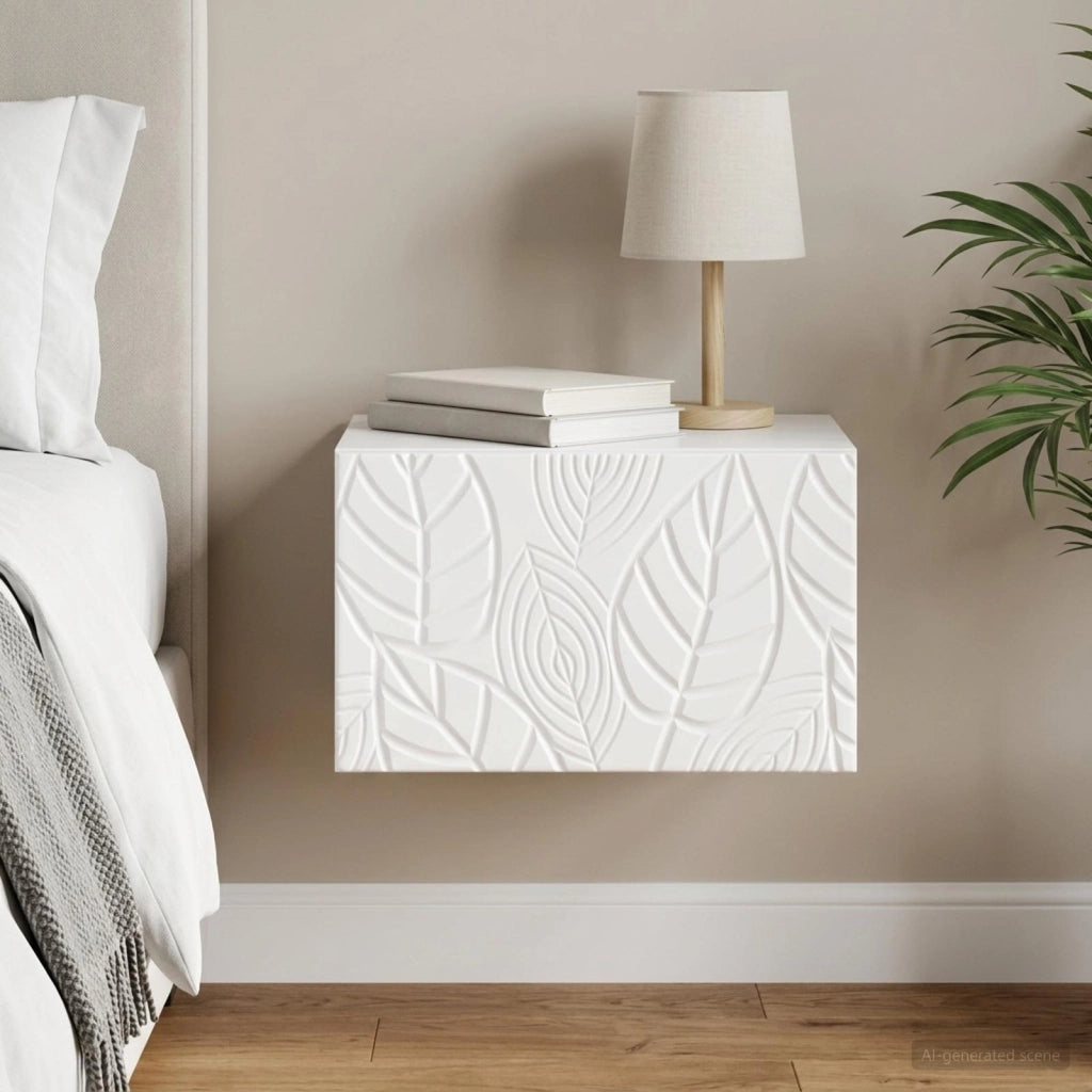 Mobiletto da notte a muro Bianco Lucido 49 x 34,5 x 20 cm 898793