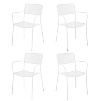 Set 4 sedie da Giardino con Braccioli 57x45/58x81,5h cm in Metallo Aura Bianco
