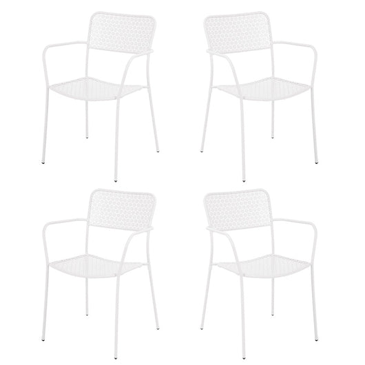 Set 4 sedie da Giardino con Braccioli 57x45/58x81,5h cm in Metallo Aura Bianco