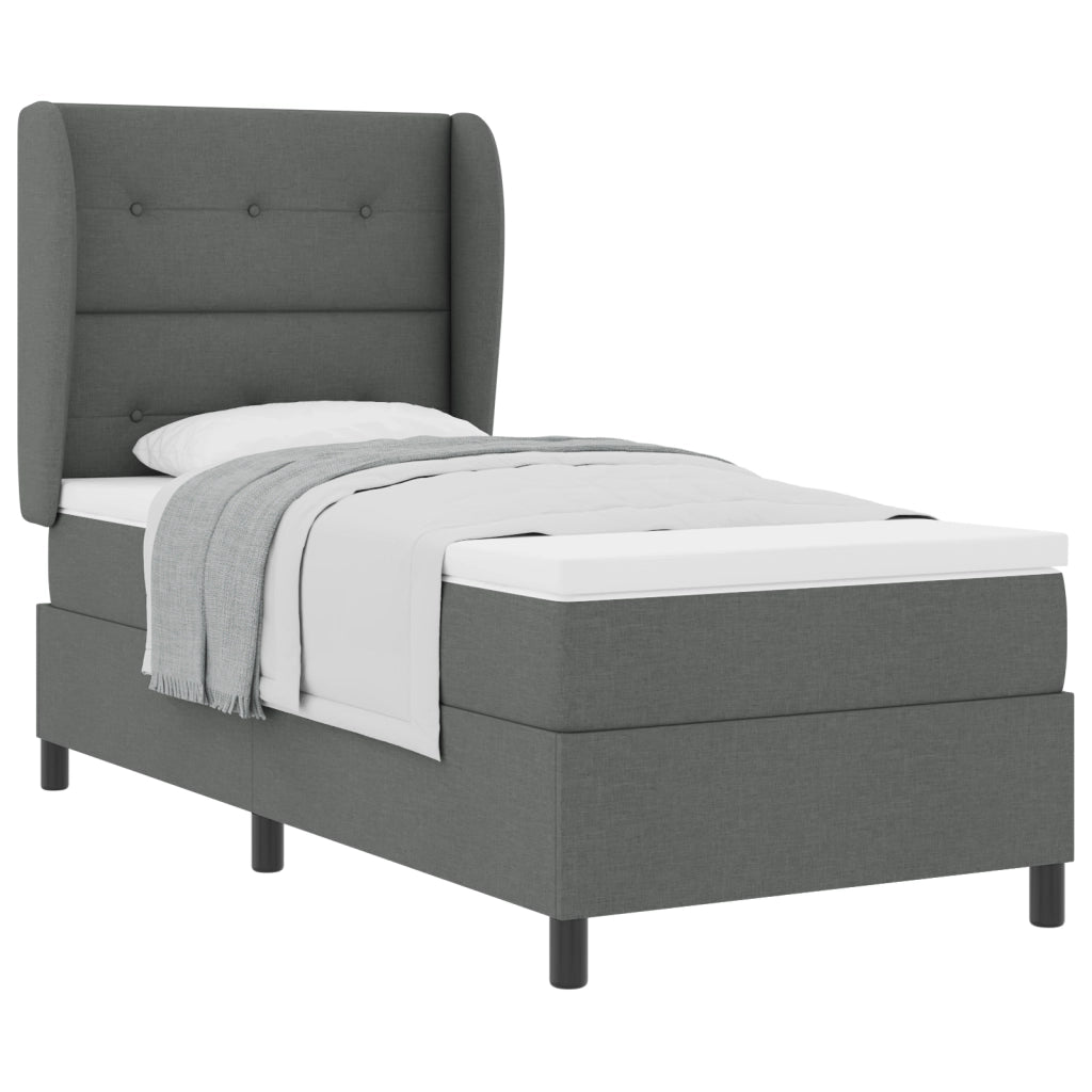 Letto a Box con Materasso Grigio Scuro 80x200 cm Tessuto