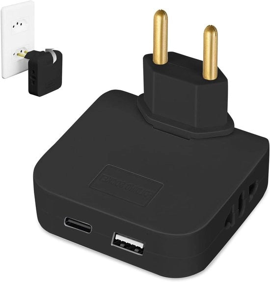 Adattatore di corrente multipla con 1 porta USB 1 porta USB-C - stekker USA - stekker tedesca - convertitore di alimentazione americano