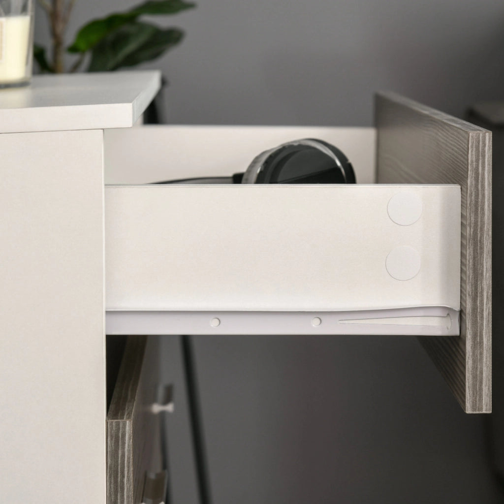 Cassettiera Camera da Letto con 4 Cassetti ¨C zephmum ¨C Legno Bianco e Grigio 76x35x72