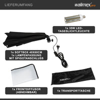 Softbox rettangolare 40 x 60 cm, Modificatore di luce con LED da 35 W e diffusore, luce diurna 5000 K, per illuminazione studio fotografico