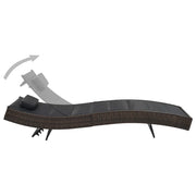 Lettino Prendisole in Polyrattan e Textilene Marrone 44895