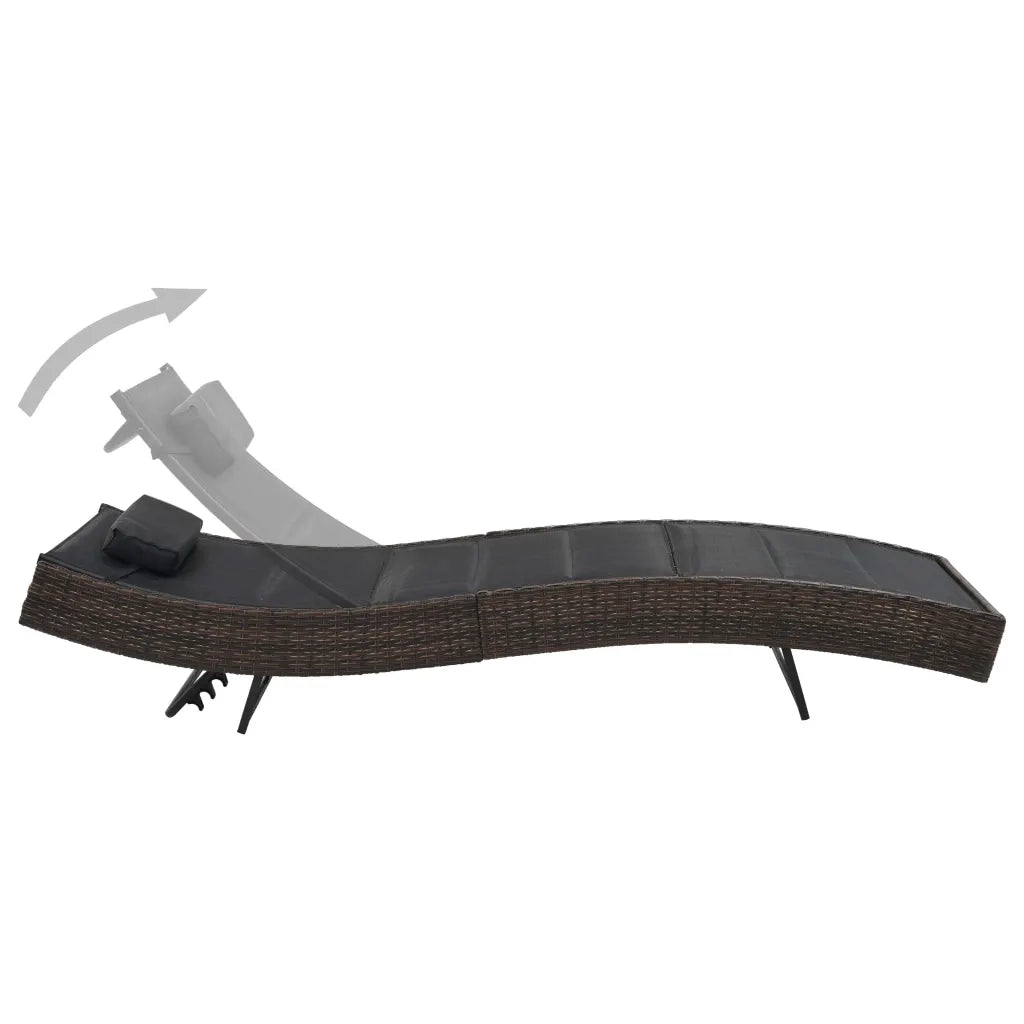 Lettino Prendisole in Polyrattan e Textilene Marrone 44895