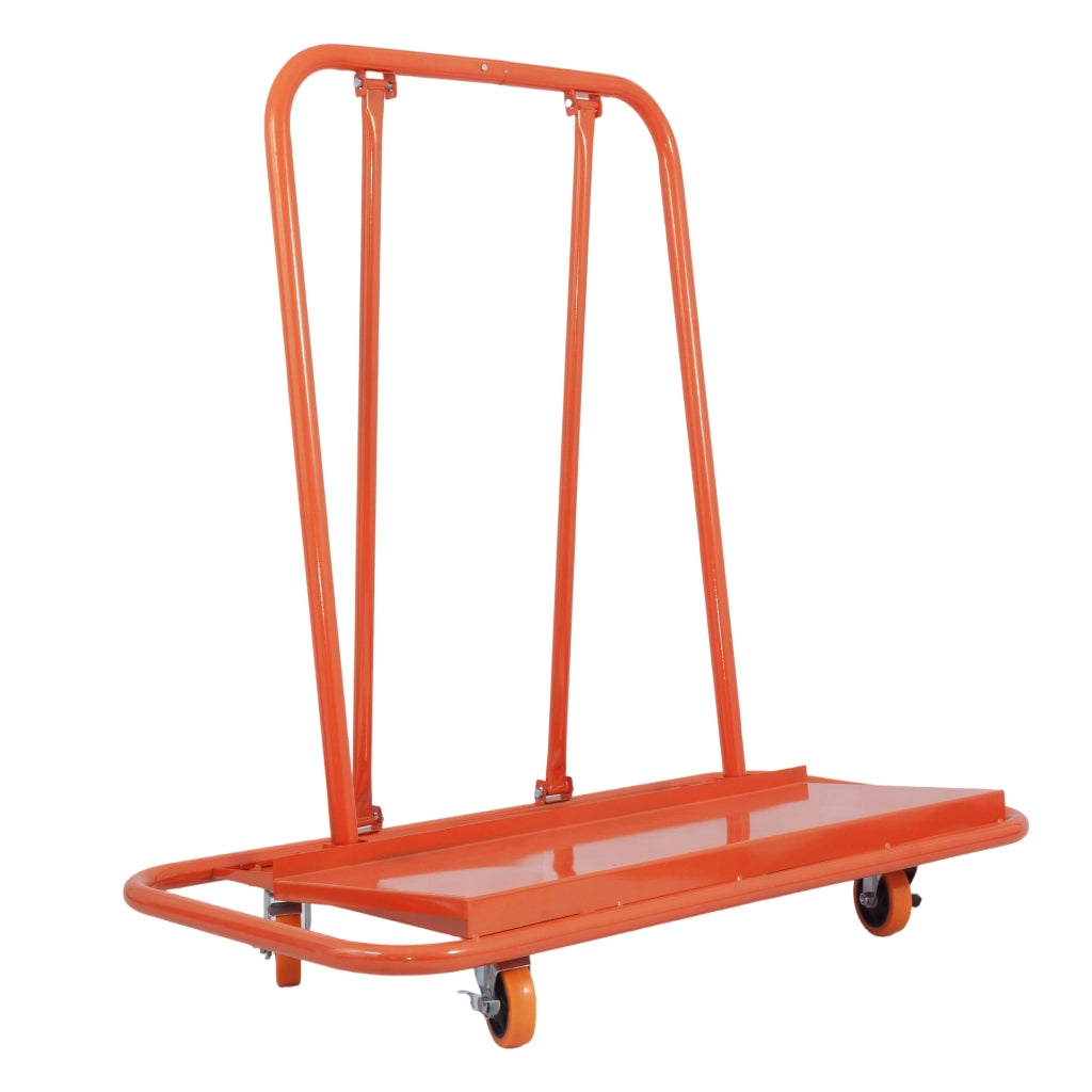 Carrello per pannelli in acciaio arancione, portata fino a 1000 kg, con 4 ruote piroettanti e freni