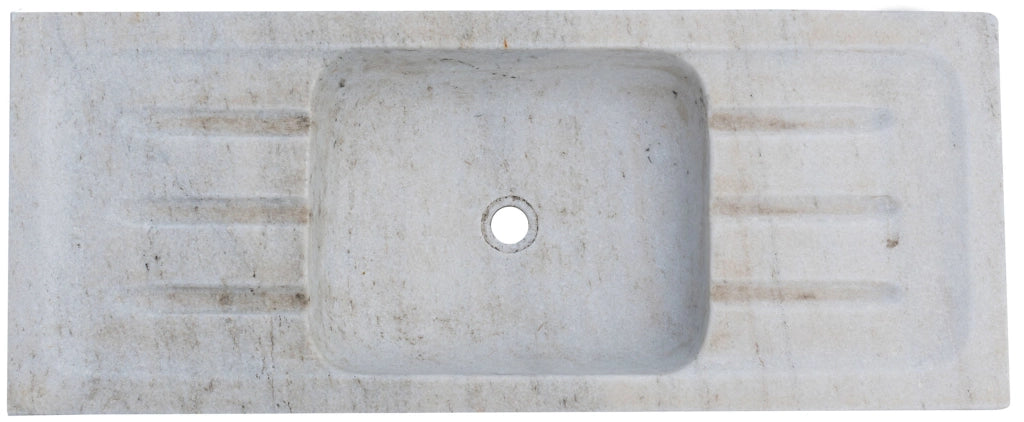 Biscottini Acquaio in marmo bianco L102xPR41xH15 cm Vasca realizzata completamente