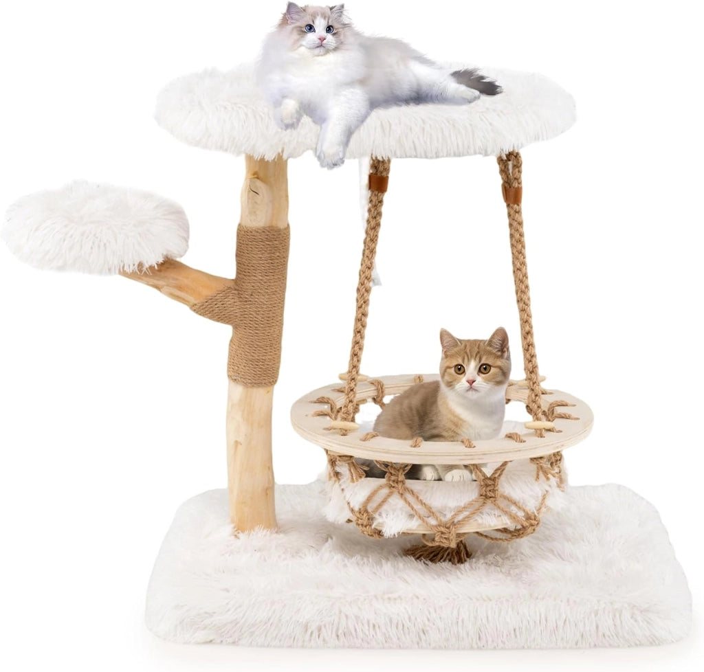 Albero per Gatti, Tiragraffi per Gattini Moderna con Dondolo Appeso, Tiragraffi e Piattaforme Imbottite, Mobili per Gatti per Arrampicata Interna