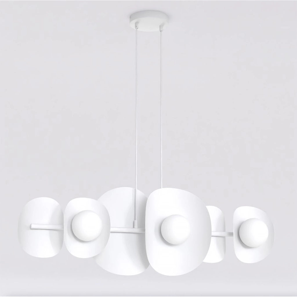 Lampada a sospensione Elementi 6 in acciaio bianco opaco