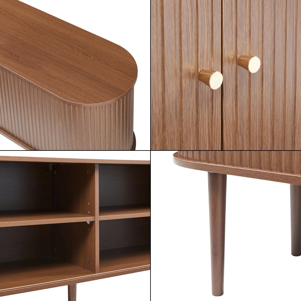 Credenza cassettiera mobile contenitore per soggiorno ingresso camera da letto 166 x 40 x 70 cm effetto noce 03_0009035