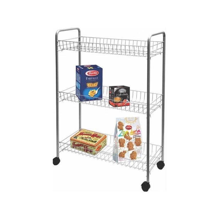 Carrello Portaverdure da Cucina Slim Big Store 4 Piani Silver con Ruote Artex
