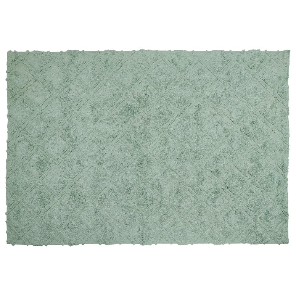 Tappeto in morbido cotone verde 140 x 200 cm con motivo geometrico camera da letto soggiorno