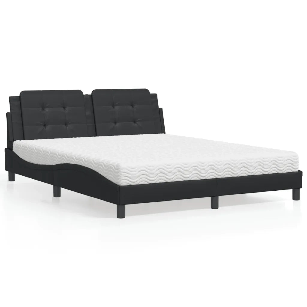 Letto con Materasso Zadar Nero 160x200 cm in Similpelle