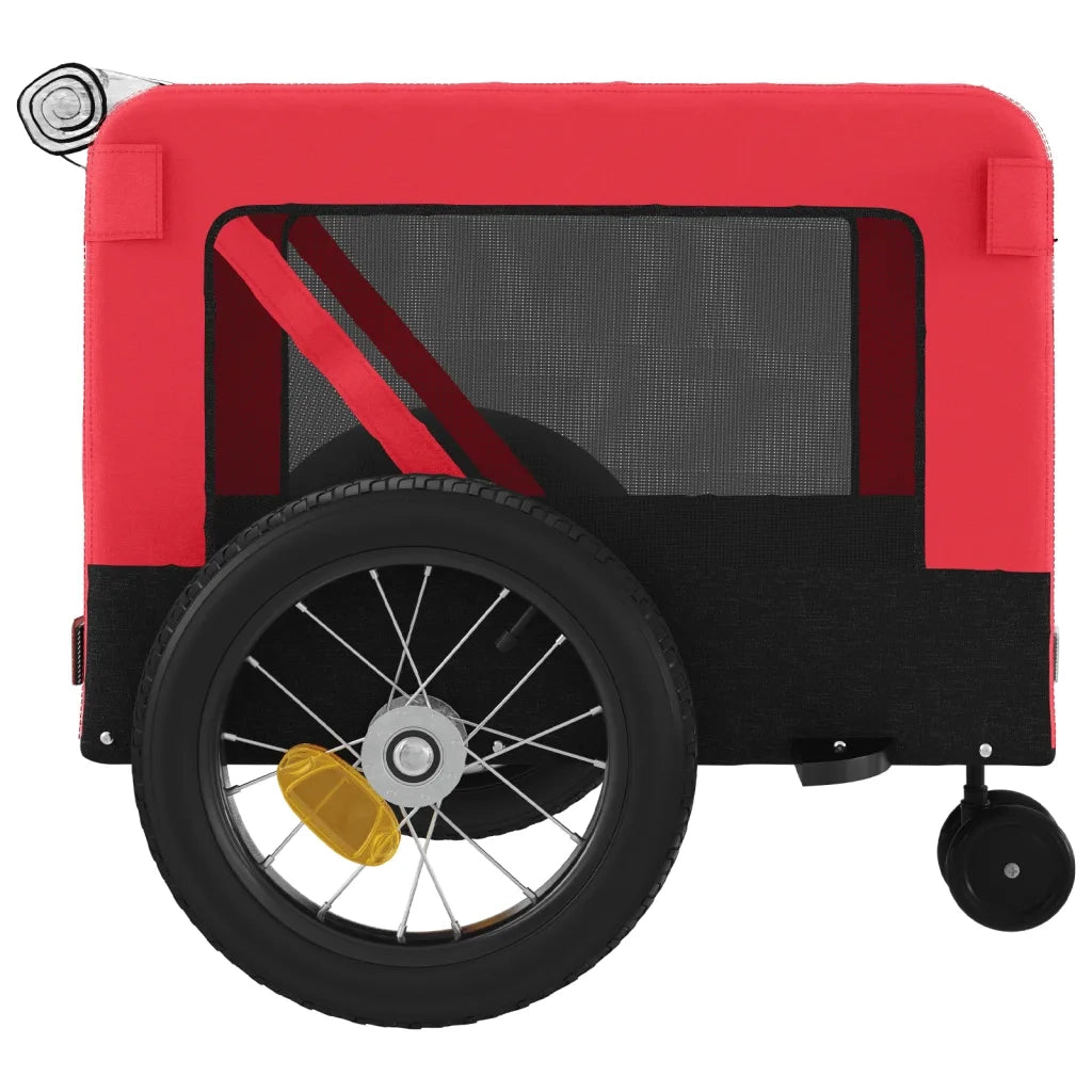 Rimorchio da Bici per Animali Rosso e Nero Oxford e Ferro 93929