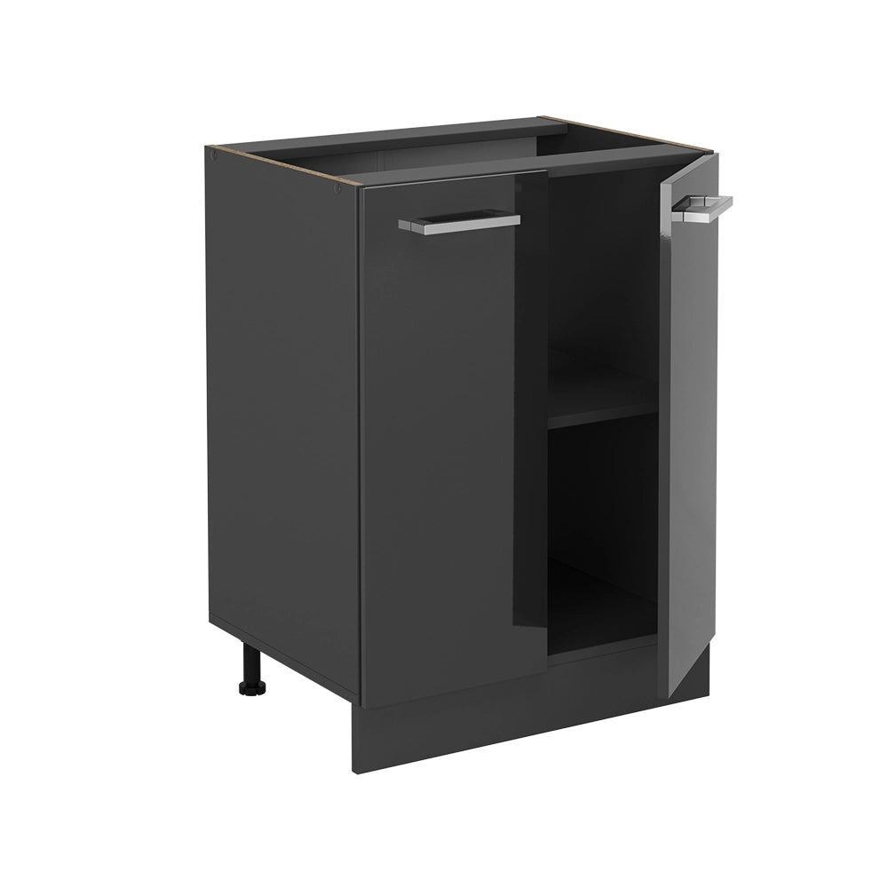 Mobiletto base cucina R-Line Antracite lucido/Antracite 60 cm senza piano di lavoro Vicco