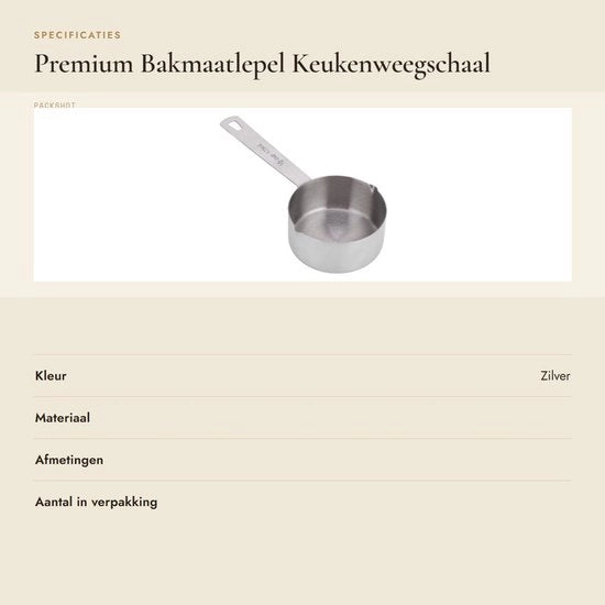 Set di misura da cucina in acciaio inossidabile 304 - Mezzaluna 125 ml - Mezzaluna - Bilancia da cucina - Kit di utensili - Portatile - Leggero