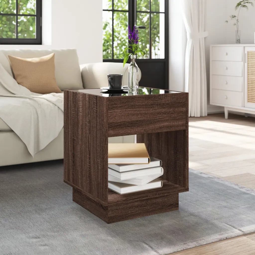 Tavolino da Salotto con LED Infinity Rovere Marrone 40x40x50 cm 847650