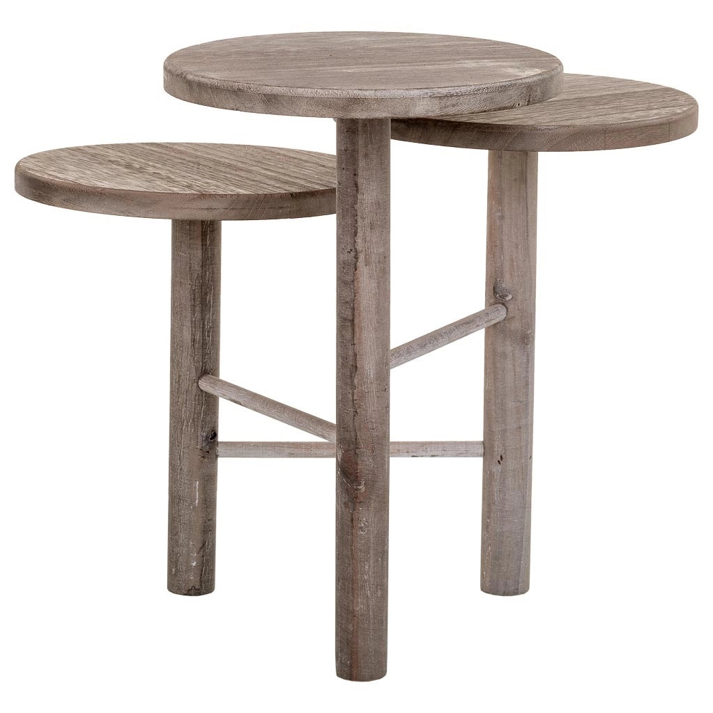 Supporto in legno per 3 vasi bianchi d25x40/35/30h