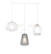 SOSPENSIONE BIANCO 3 LUCI RETTANGOLARE VETRI ALPHA TR + BETA TR + GAMMA FU 1176BI-S3 R ABG-TF
