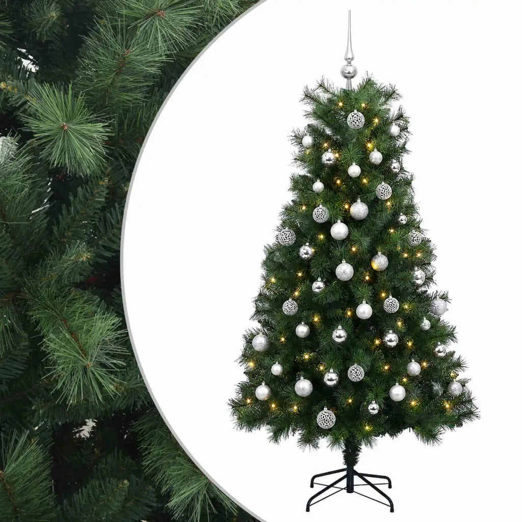 Albero di Natale artificiale con rami snodati e palline 180 cm 3467035