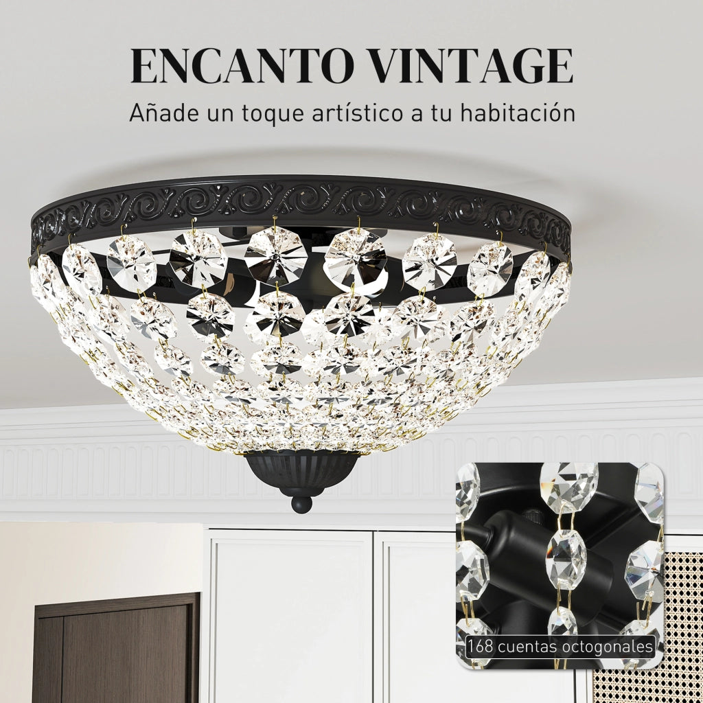 Lampadario a sospensione in cristallo vintage ¨C Minimal ¨C nero