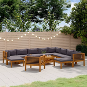 Set Divani da Giardino 12 pz con Cuscini in Massello di Acacia cod mxl 40782