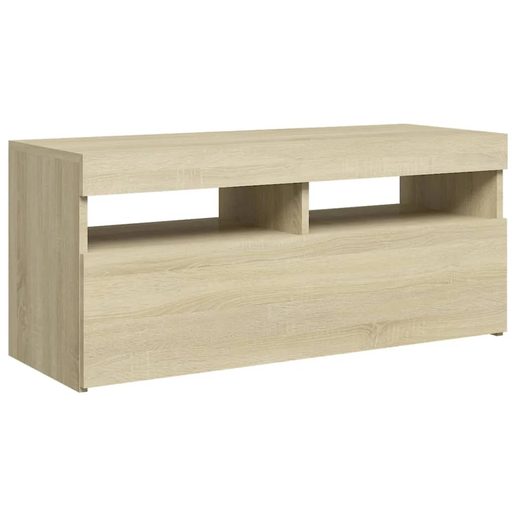Mobile TV multimediale mensola TV credenza mobile TV per sala da pranzo soggiorno camera da letto con luci LED rovere Sonoma 90 x 35 x 40 cm marrone 02_0026792