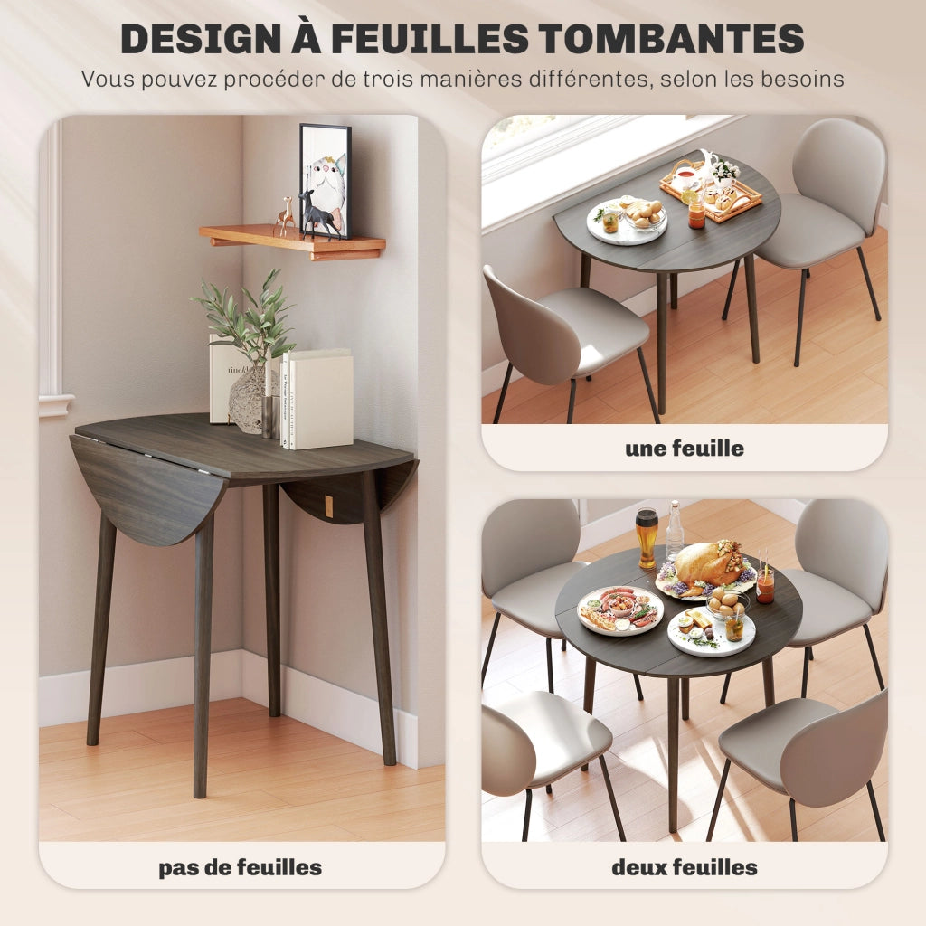 Tavolo da pranzo allungabile pieghevole rotondo ¨C zephmum ¨C grigio legno ? 89x73.5 cm