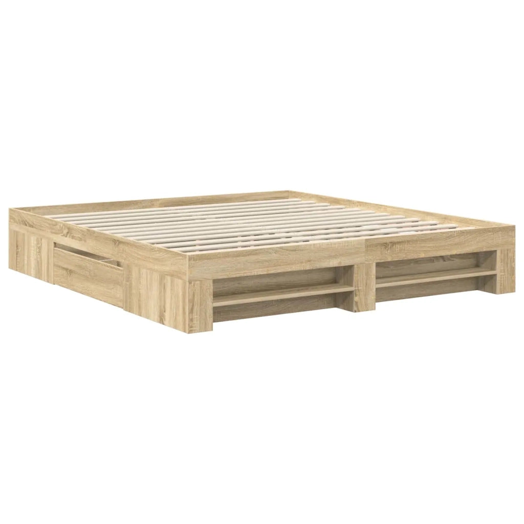 Struttura del letto con testiera Rovere Sonoma 200 x 200 cm 3408727