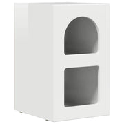 Comodino | Armadio da Notte | Mobiletto da notte Bianco Lucido 29,5 x 33,5 x 50 cm Legno multistrato