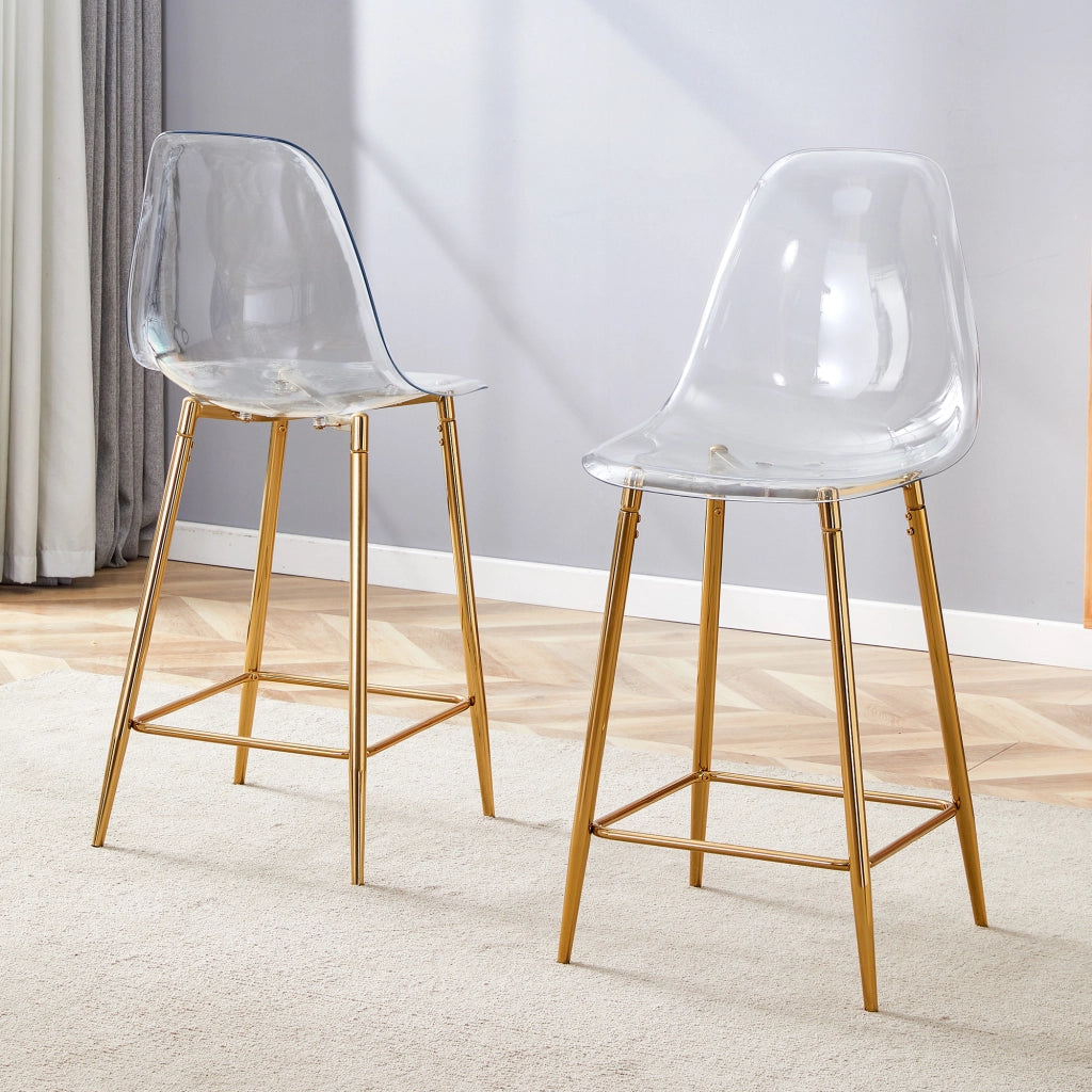 SGABELLO BAR Design moderno 66,5x48x37 cm plastica trasparente e metallo oro
