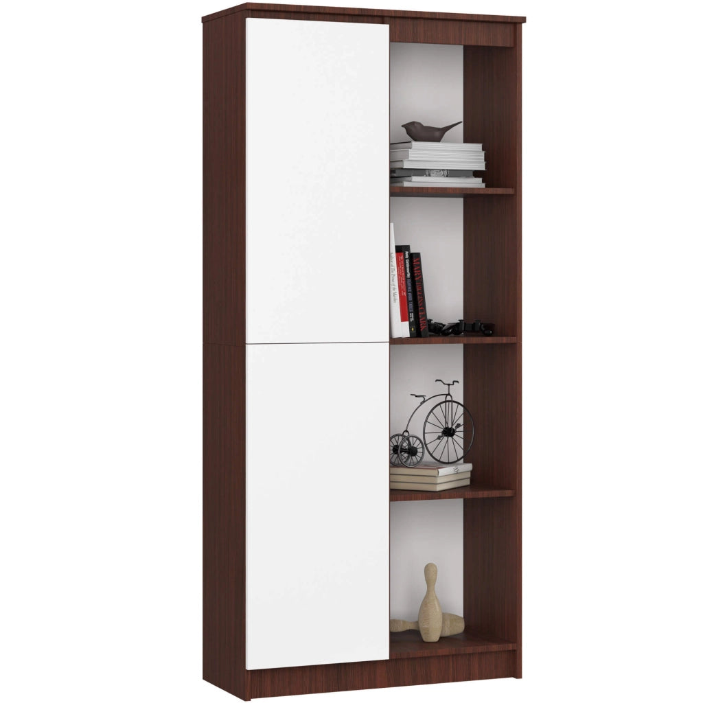 Armadio da ufficio AKORD R80 Wengé 80 cm 1 anta inserto frontale Bianco 80x35x180 cm