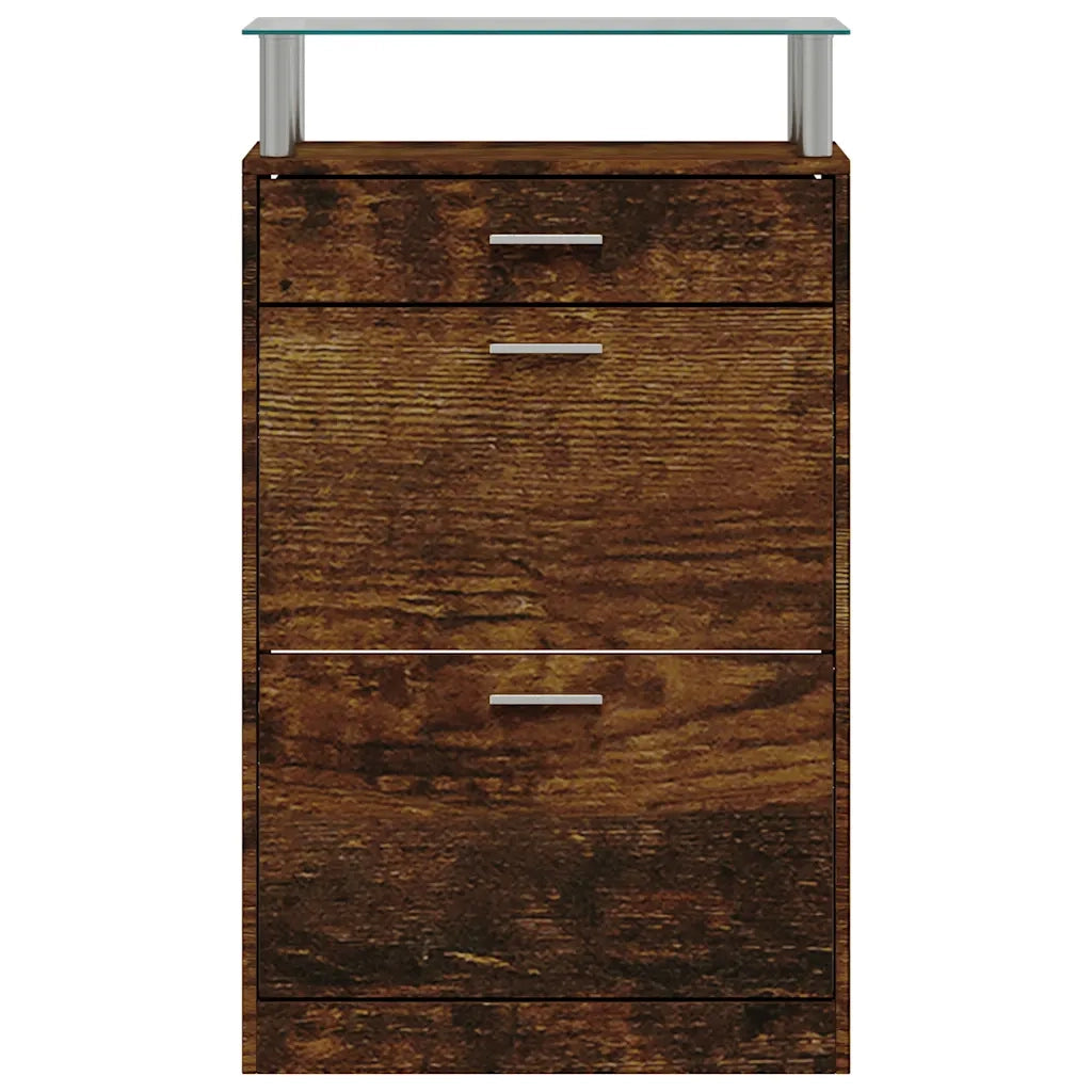 Scarpiera Rovere Fumo 63x24x104 cm in Legno Multistrato 342567