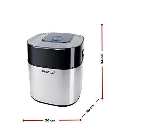 Steba IC 30 Macchina per Gelato Tradizionale 1,5 L 9,5 W Display LCD Timer Integrato Piedini Antiscivolo Colore Nero Acciaio Inossidabile