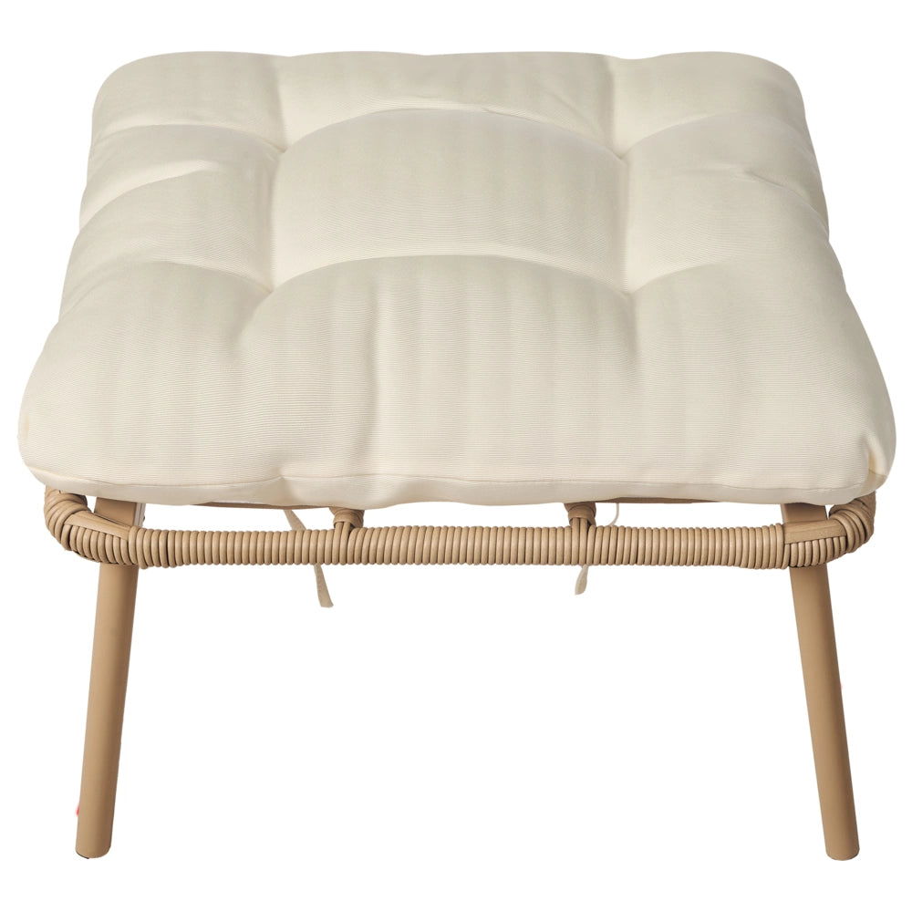 Poltrona da giardino in rattan naturale con poggiapiedi in cotone cuscini per lo schienale del sedile bianco sporco per interni ed esterni