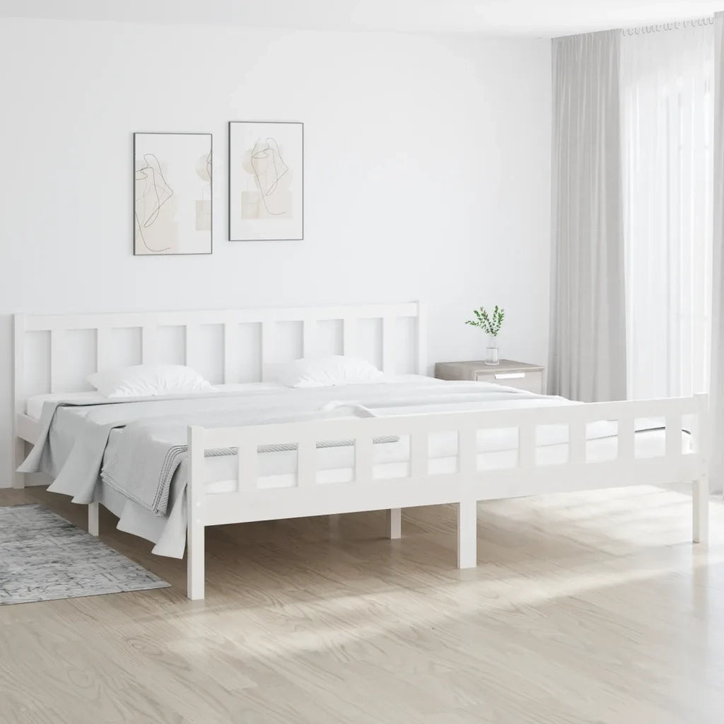 Letto matrimoniale | Letto per adulti | Giroletto Bianco in Legno Massello 160x200 cm