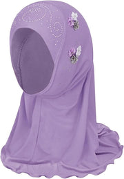 Capote per bambine con fiori - Scialle estivo per bambine - Hijab moda per bambina piccola - Lila - Velatura per il viso