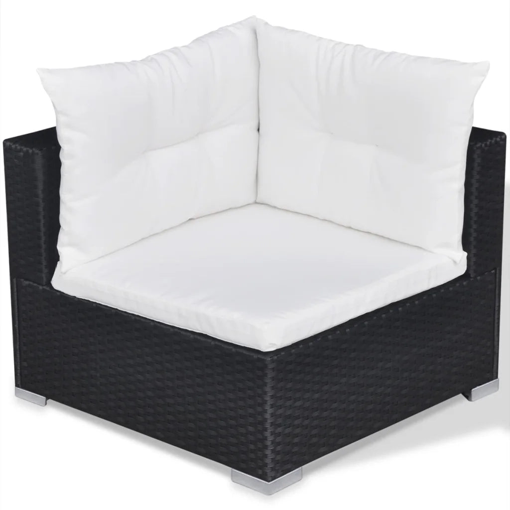 Set Divani da Giardino 10 pz con Cuscini in Polyrattan Nero cod mxl 34961