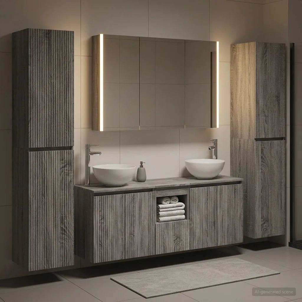 Set di mobili per il bagno 6 pcs Sonoma grigio 3407220