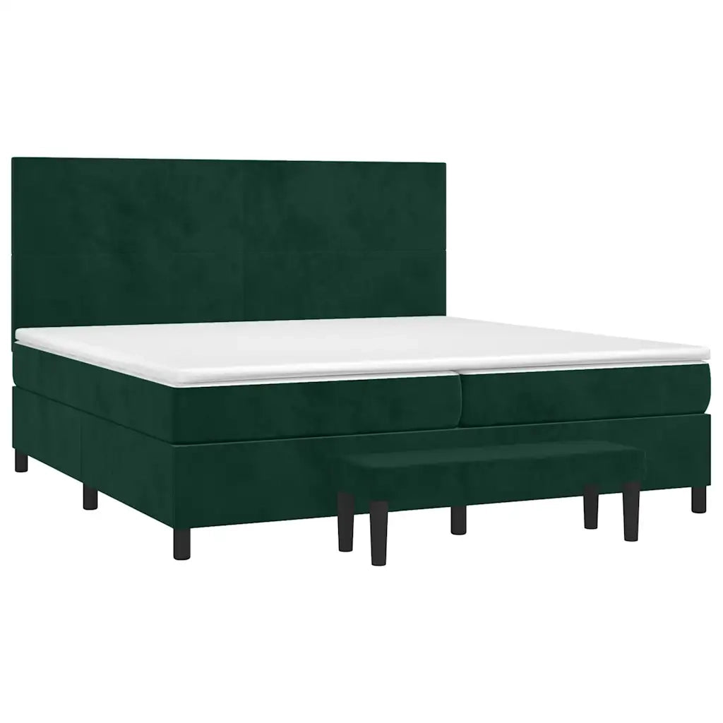Giroletto a Molle con Materasso Verde Scuro 200x200 cm Velluto 3137746