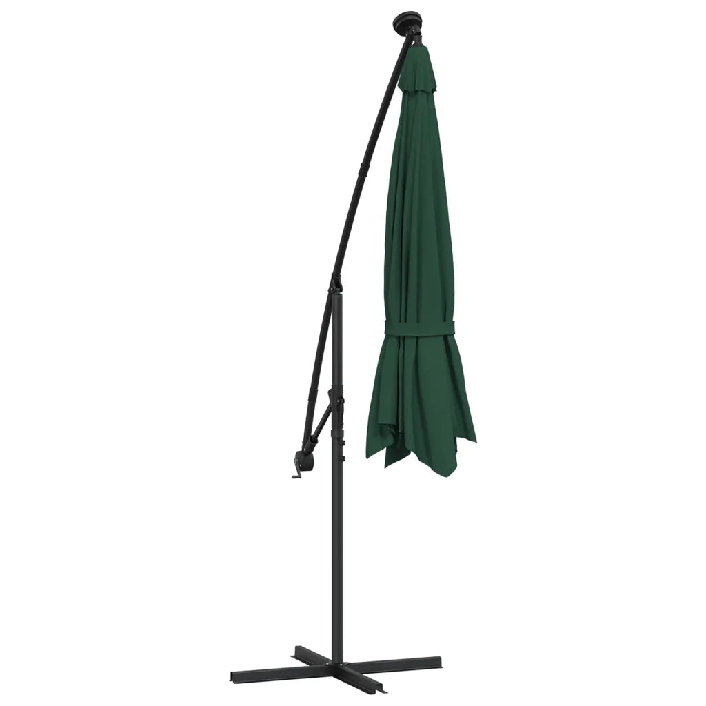 Ombrellone Pensile con Luci LED 300 cm Verde Palo in Metallo 42969