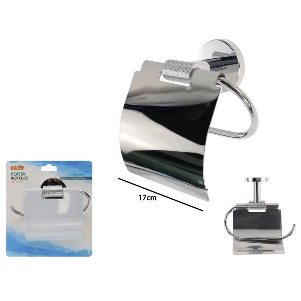 Trade Shop - Porta Rotolo Per Carta Igienica In Acciaio Accessorio Per Arredo Da Bagno 87920 -