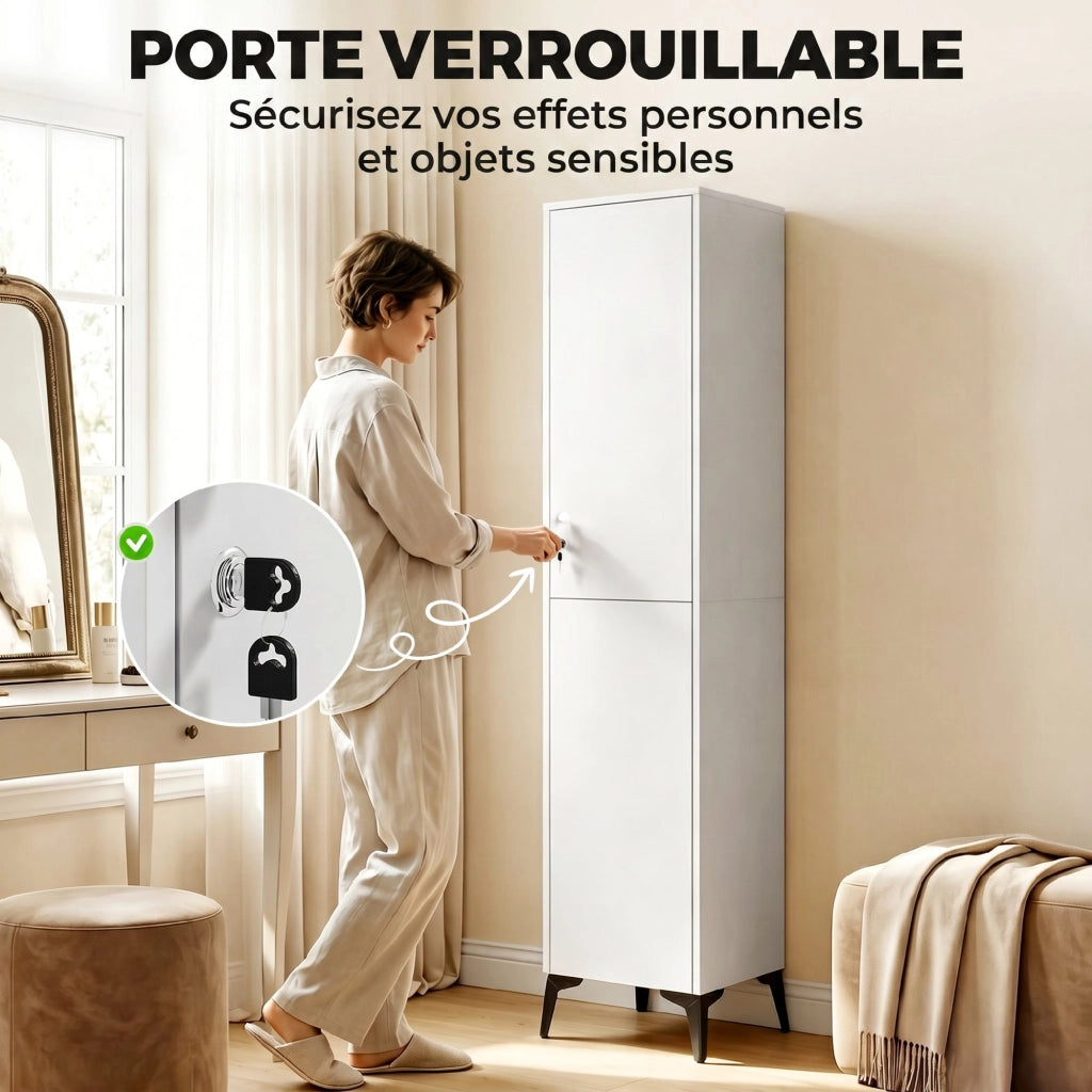 Armadio Guardaroba Stretto con Porte ¨C Zephmum ¨C Bianco 36x40x180 cm