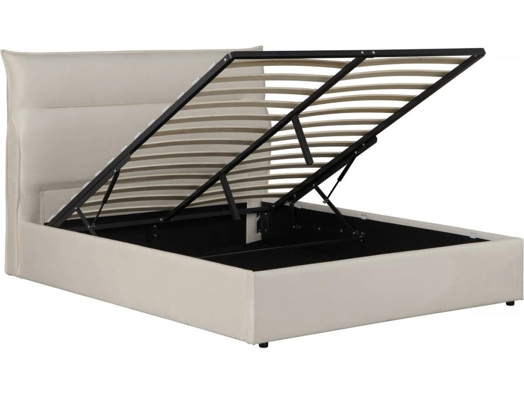 Letto in velluto "Isola" con contenitore - 160 x 200 cm - Beige