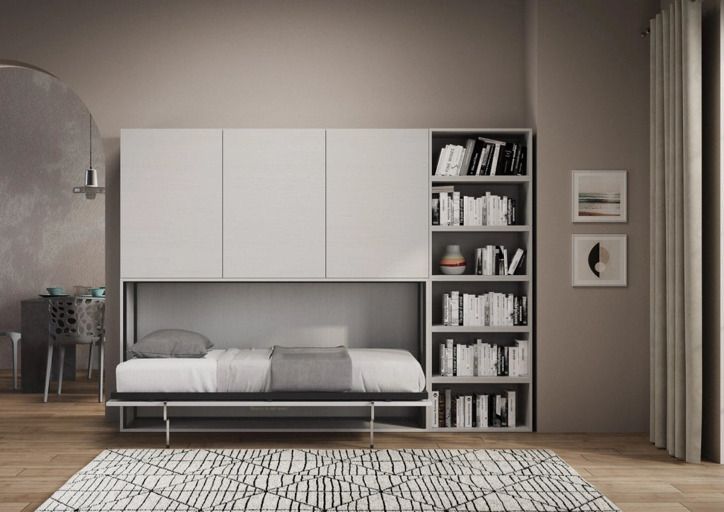 Letto Singolo a Scomparsa Composizione G Kando H194,4 Bianco Frassino