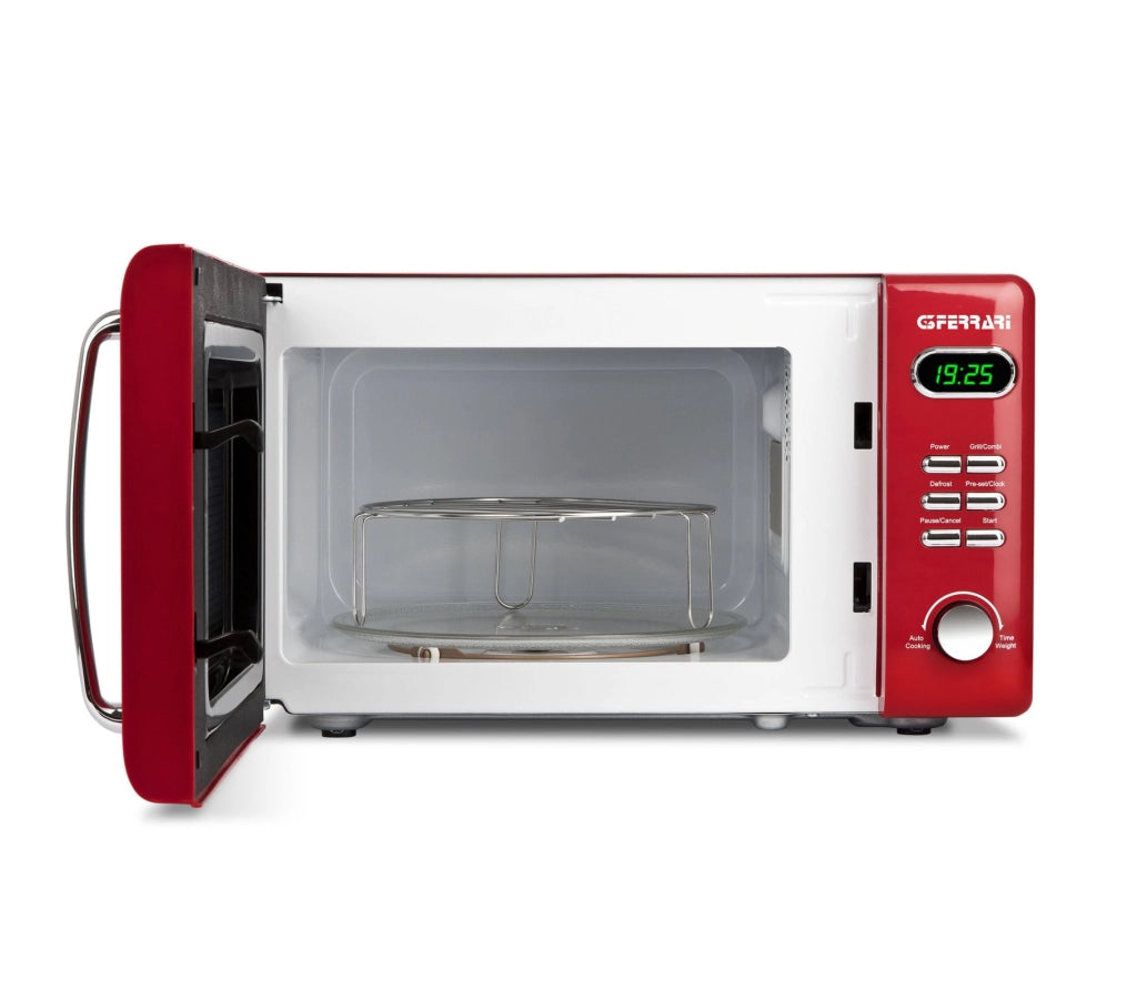 G3 ferrari g10155 microonde vintage combinato digitale "sapormio vintage", 1150w, 20 litri, 8 programmi, rosso