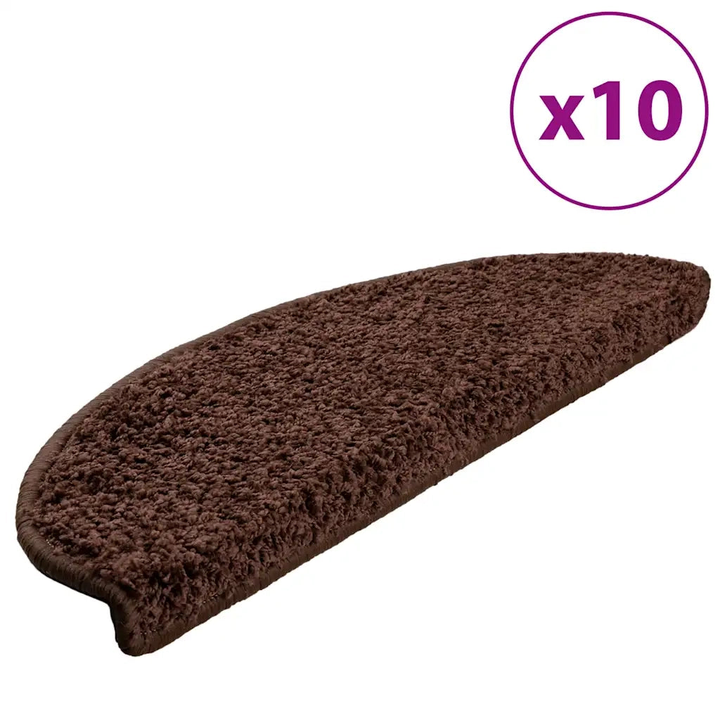 Tappetini per scale 10 pz 65x21x4 cm Marrone Semicircolari Grandi 149805