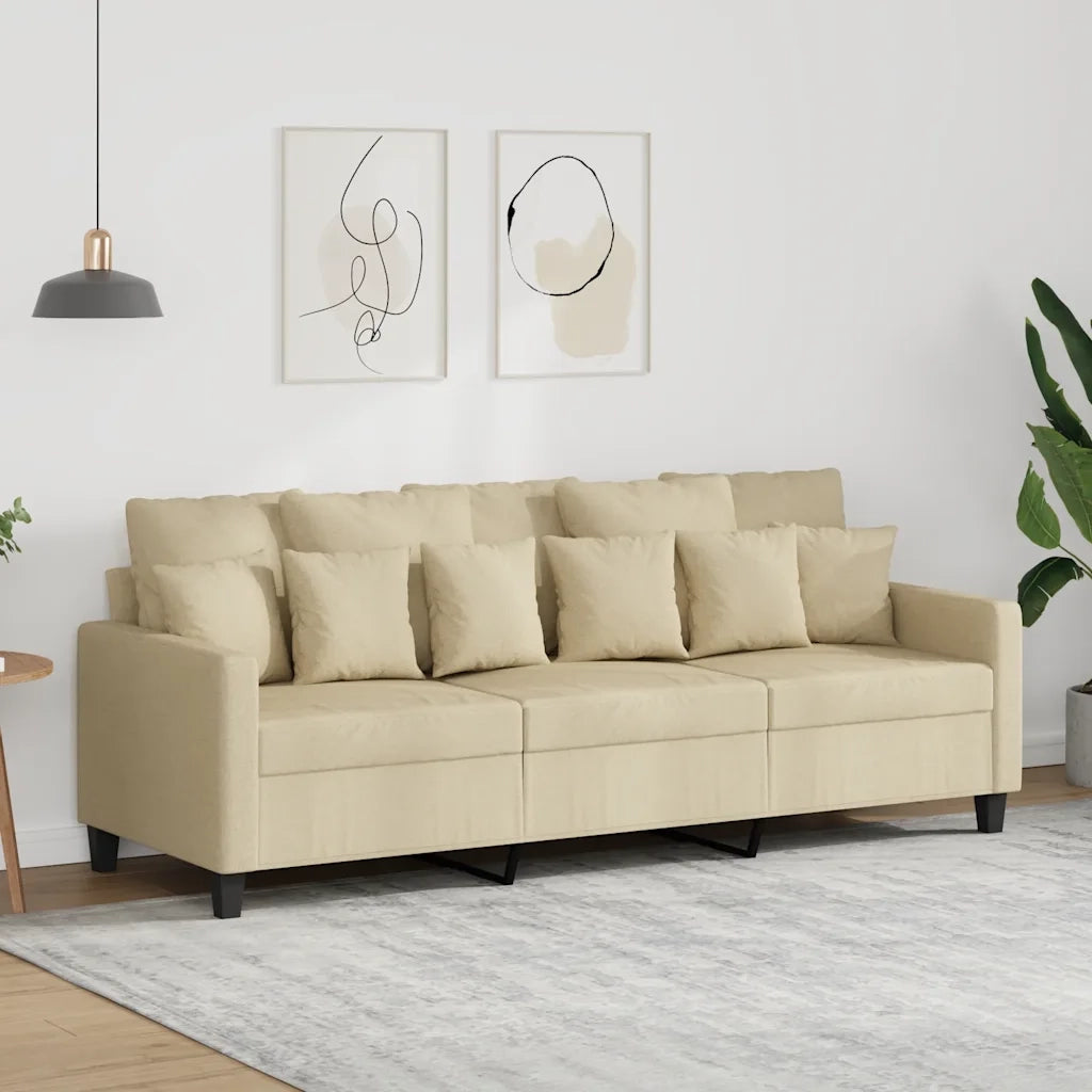 Divano a 3 Posti-Sofa 3 Posti Crema 180 cm in Tessuto 238386
